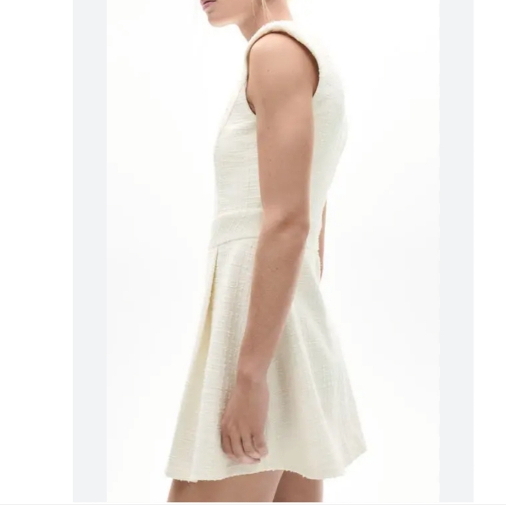 Mango Textured Mini Dress In Off White 4 NWT - Picture 5 of 11